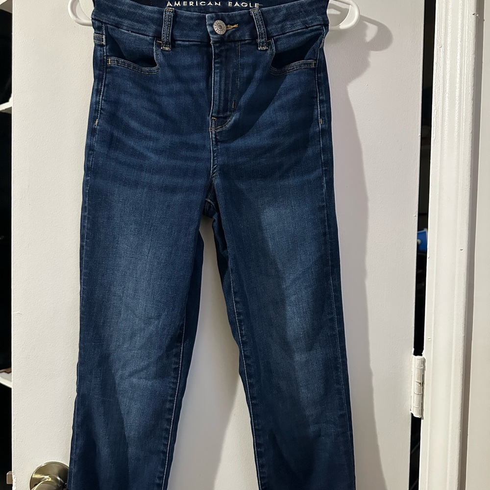 American Eagle Outfitters Women's Dark Blue High Rise Jeans